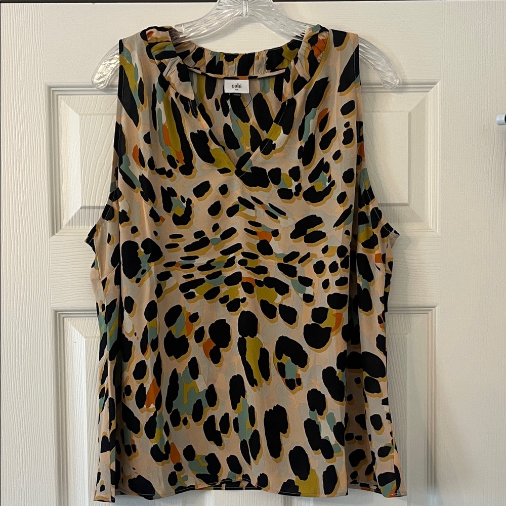 CAbi Multicolor Animal Print Sleeveless Blouse size XL